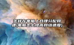 怎样在电脑上合理分配网速(电脑怎么提高网络速度)