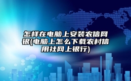 怎样在电脑上安装农信网银(电脑上怎么下载农村信用社网上银行)