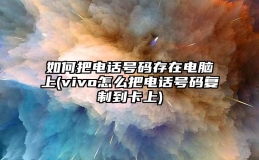 如何把电话号码存在电脑上(vivo怎么把电话号码复制到卡上)