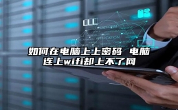 如何在电脑上上密码 电脑连上wifi却上不了网