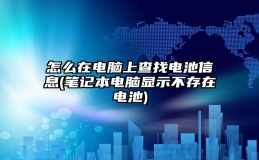 怎么在电脑上查找电池信息(笔记本电脑显示不存在电池)