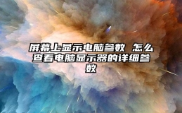 屏幕上显示电脑参数 怎么查看电脑显示器的详细参数